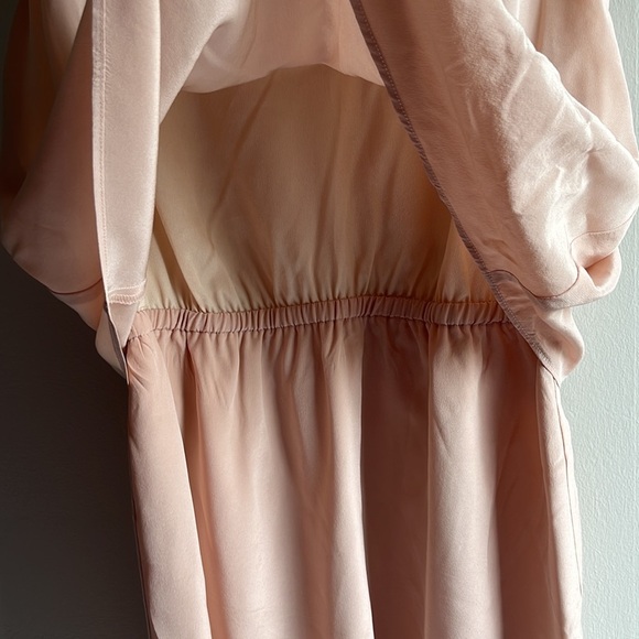 Lavender Brown 100% silk peach blush layered mini dress - Picture 2 of 8